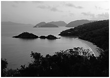 Trunk bay at sunrise. Virgin Islands National Park, US Virgin Islands. (black and white)