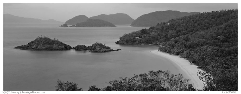 Tropical coast. Virgin Islands National Park (black and white)