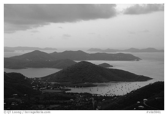 Coral Harbor seen from Centerline Road, sunrise. Virgin Islands National Park, US Virgin Islands.