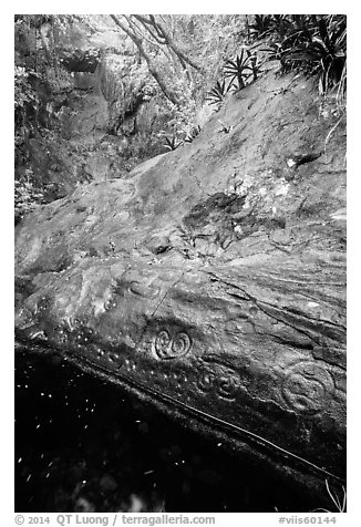 Taino petroglyphs. Virgin Islands National Park (black and white)