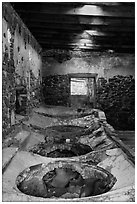 Boiling bench, Reef Bay sugar factory. Virgin Islands National Park ( black and white)