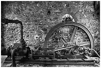 Steam engine, Reef Bay sugar factory. Virgin Islands National Park ( black and white)