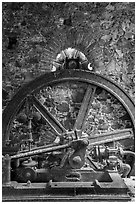 Part of steam engine, Reef Bay sugar factory. Virgin Islands National Park ( black and white)