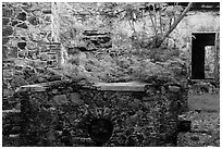 Reef Bay sugar factory walls. Virgin Islands National Park ( black and white)