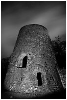 Catherineberg Sugar Mill at night. Virgin Islands National Park ( black and white)