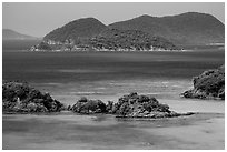 Trunk Cay and turquoise waters. Virgin Islands National Park ( black and white)