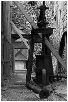 Engine room in headhouse, Creque Marine Railway, Hassel Island. Virgin Islands National Park ( black and white)