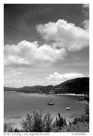 Yachts anchored in Hurricane Hole Bay. Virgin Islands National Park, US Virgin Islands.