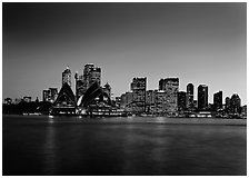 Skyline at sunset with Opera House. Sydney, New South Wales, Australia ( black and white)
