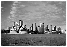 Opera house and city skyline. Sydney, New South Wales, Australia (black and white)