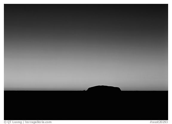 Dawn, Ayers Rock. Uluru-Kata Tjuta National Park, Northern Territories, Australia (black and white)