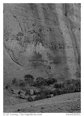 Rock wall, the Olgas. Australia (black and white)