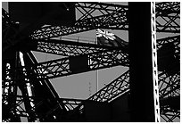 Harbour bridge detail with Australian flag. Sydney, New South Wales, Australia ( black and white)