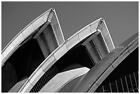 Shell-like roofs of the Opera House. Sydney, New South Wales, Australia (black and white)