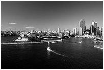 Opera house and Ferry harbour. Sydney, New South Wales, Australia ( black and white)