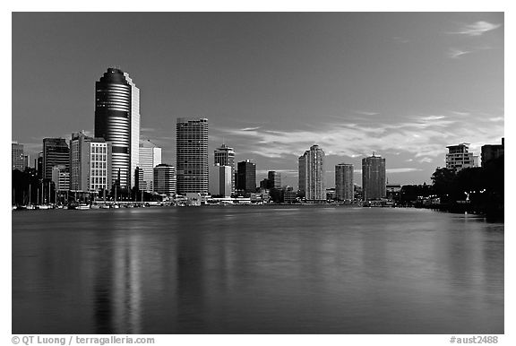 Dawn on the Brisbane River. Brisbane, Queensland, Australia (black and white)