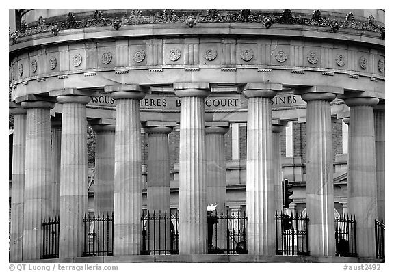 Greek revivalist cenotaph, Anzac Square. Brisbane, Queensland, Australia (black and white)