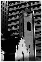 Red brick St Andrew's church. Brisbane, Queensland, Australia (black and white)