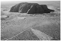 Aerial view of Ayers Rock. Uluru-Kata Tjuta National Park, Northern Territories, Australia (black and white)