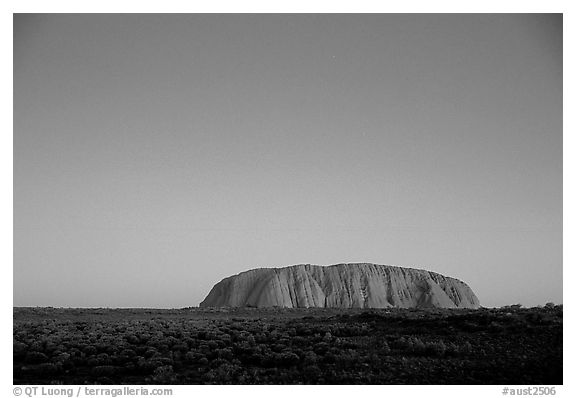 Dusk, Ayers Rock. Uluru-Kata Tjuta National Park, Northern Territories, Australia (black and white)