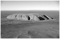 Aerial view of Ayers Rock. Uluru-Kata Tjuta National Park, Northern Territories, Australia ( black and white)