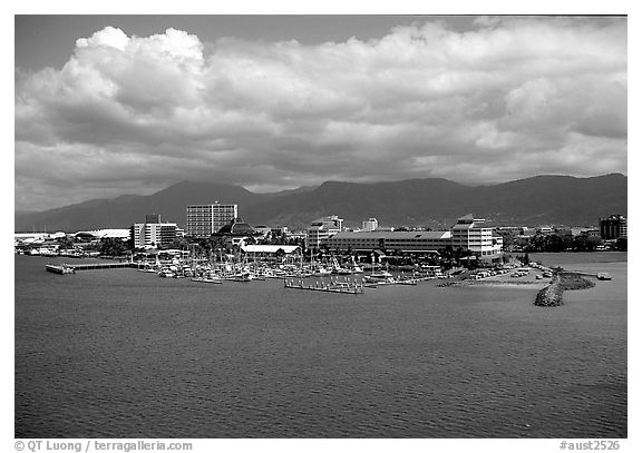 Aerial view of Cairns. Queensland, Australia (black and white)