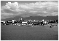 Aerial view of Cairns. Queensland, Australia (black and white)