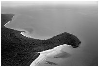 Aerial view of Cape Tribulation. Queensland, Australia (black and white)