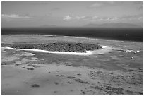 Aerial view of a sand bar  near Cairns. The Great Barrier Reef, Queensland, Australia (black and white)