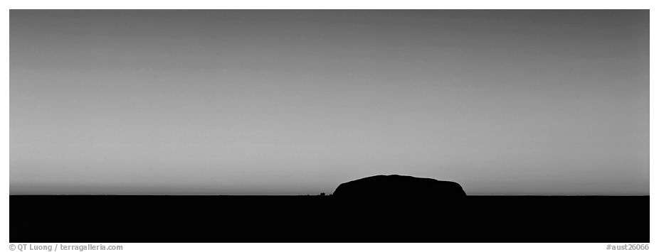 Ayers rock and dawn sky. Uluru-Kata Tjuta National Park, Northern Territories, Australia (black and white)