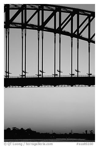 Harbour bridge at sunset. Sydney, New South Wales, Australia (black and white)