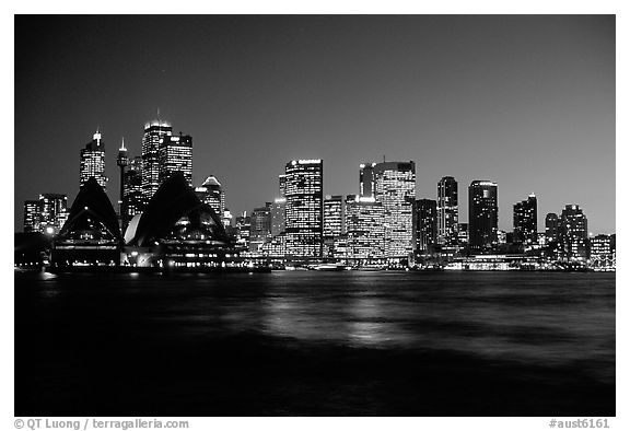 Skyline at night. Sydney, New South Wales, Australia