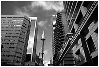 Monorail train ramp in downtown. Sydney, New South Wales, Australia ( black and white)