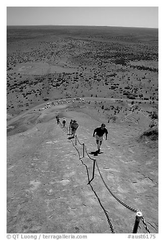 Ascending Ayers Rock. Uluru-Kata Tjuta National Park, Northern Territories, Australia (black and white)