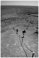Ascending Ayers Rock. Uluru-Kata Tjuta National Park, Northern Territories, Australia ( black and white)