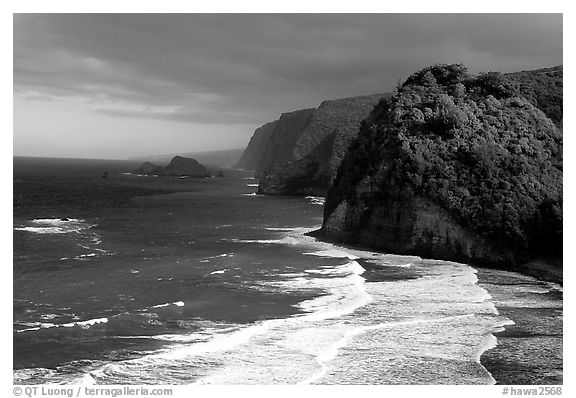 North shore coast from Polulu Valley overlook. Big Island, Hawaii, USA