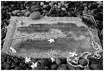 Tomb of Charles Lindbergh in Kipahulu. Maui, Hawaii, USA (black and white)