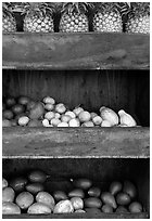 Fruit stand detail. Maui, Hawaii, USA (black and white)