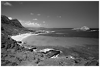 Makapuu Beach and Rabbit Island. Oahu island, Hawaii, USA (black and white)