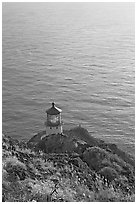 Makapuu head ligthouse, early morning. Oahu island, Hawaii, USA ( black and white)