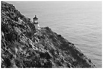 Makapuu head lighthouse, early morning. Oahu island, Hawaii, USA (black and white)