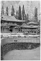 Byodo-In Temple. Oahu island, Hawaii, USA ( black and white)