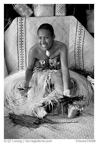 Fiji woman. Polynesian Cultural Center, Oahu island, Hawaii, USA