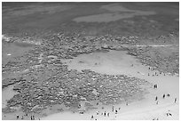 People in the water in the reefs of Hanauma Bay. Oahu island, Hawaii, USA ( black and white)