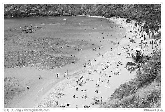 Hanauma Bay beach from above. Oahu island, Hawaii, USA