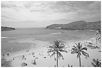 Hanauma Bay and beach. Oahu island, Hawaii, USA ( black and white)