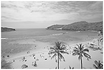 Hanauma Bay and beach. Oahu island, Hawaii, USA ( black and white)