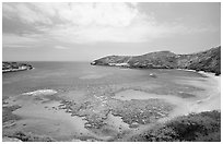 Hanauma Bay with no people. Oahu island, Hawaii, USA ( black and white)