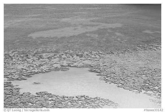 Reefs and sandy pools of  Hanauma Bay. Oahu island, Hawaii, USA (black and white)