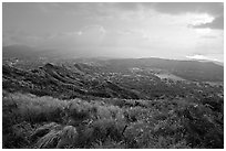 Diamond Head crater, early morning. Oahu island, Hawaii, USA ( black and white)